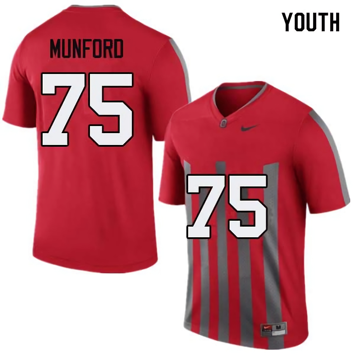 Thayer Munford Ohio State Buckeyes Youth NCAA #75 Nike Throwback Red College Stitched Football Jersey HDZ2556WY